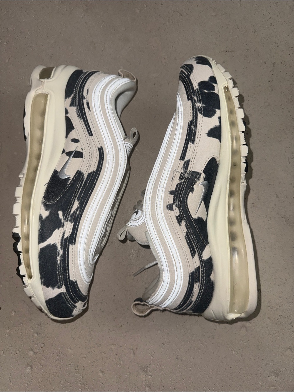 Nike Black, Beige & White Air Max 97 - Cow Print